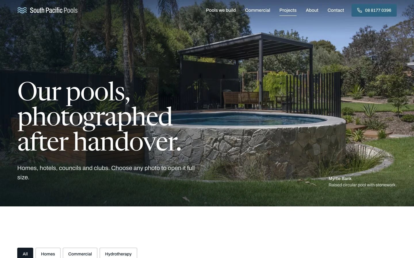 South Pacific Pools: Gallery desktop layout
