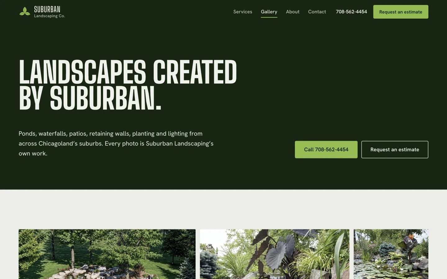 Suburban Landscaping Company: Gallery desktop layout