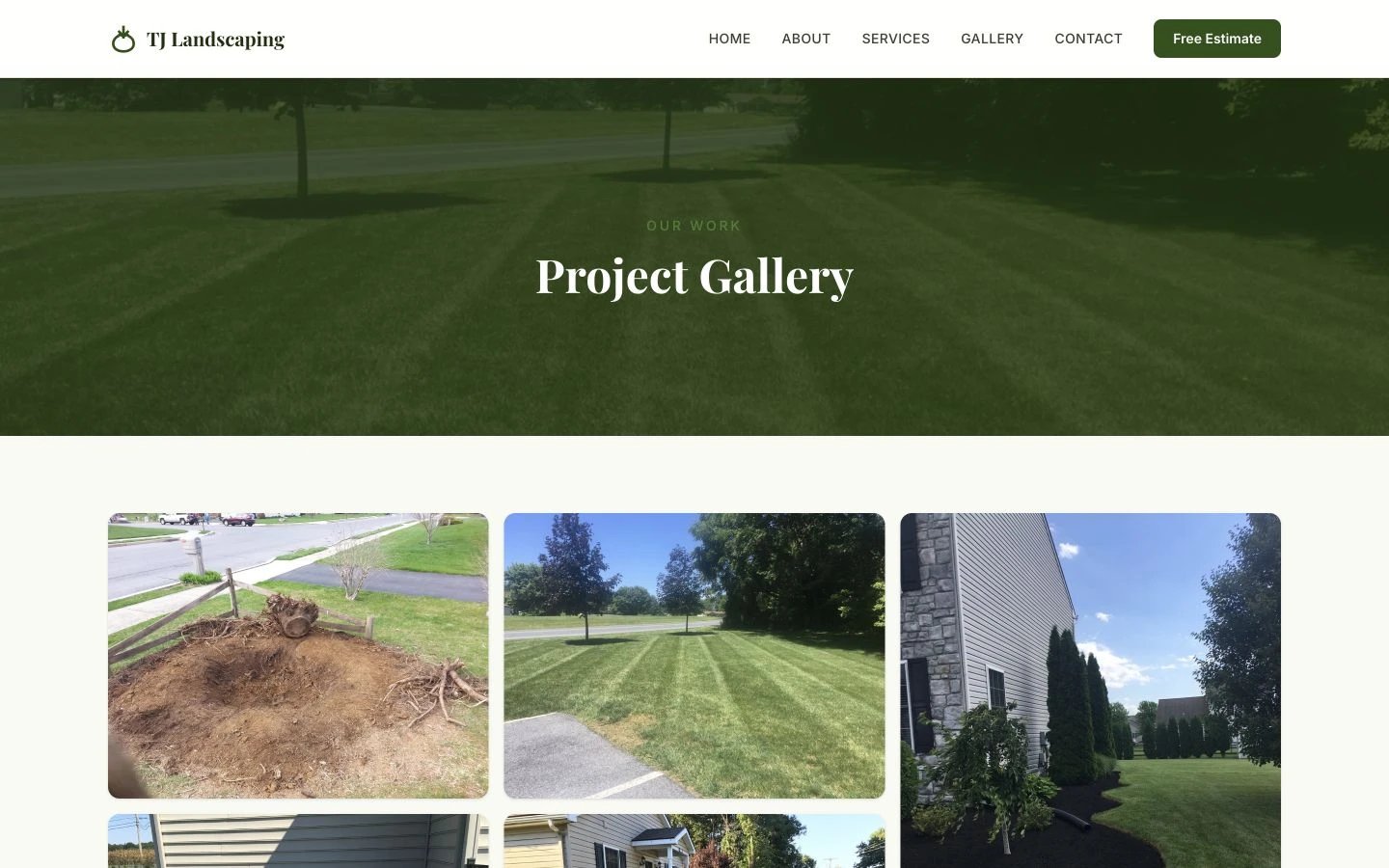 TJ Landscaping: Gallery desktop layout