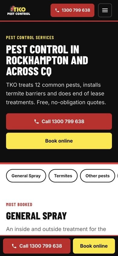 TKO Pest Control: Services mobile layout