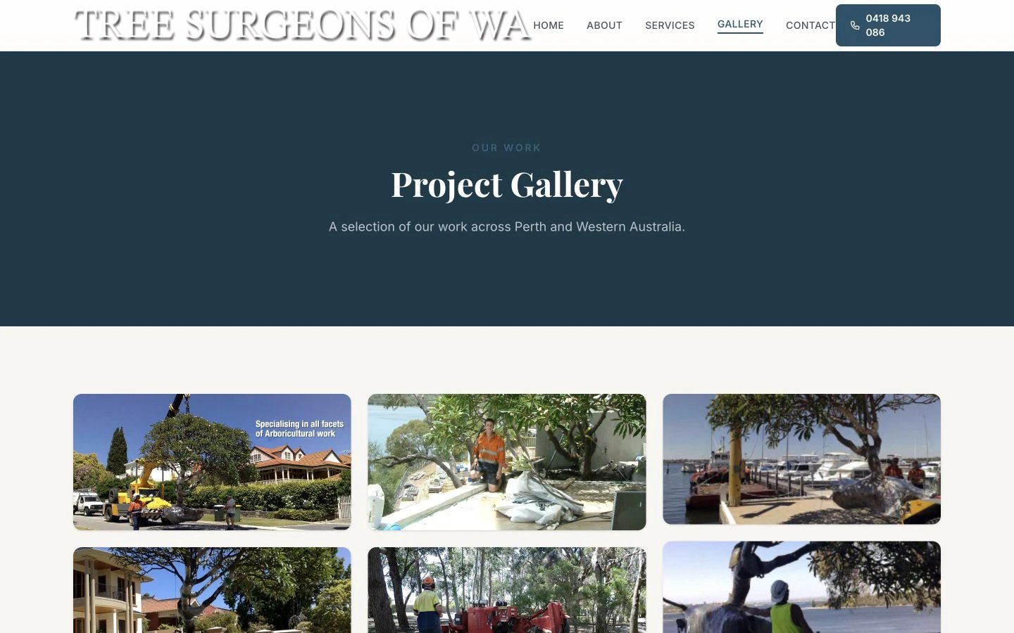 Tree Surgeons of WA: Gallery desktop layout