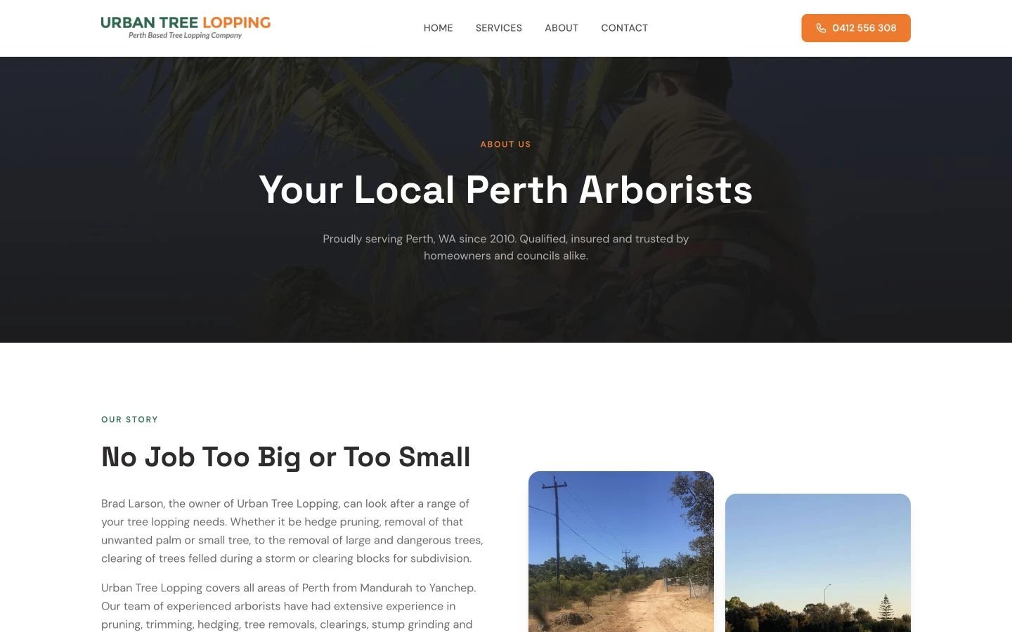 Urban Tree Lopping: About design, showing “Your Local Perth Arborists”