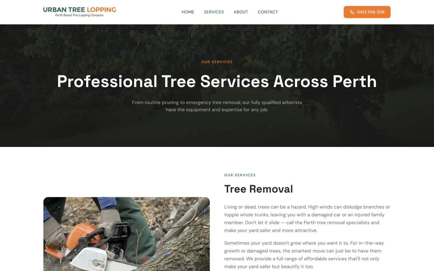 Urban Tree Lopping: Services desktop layout