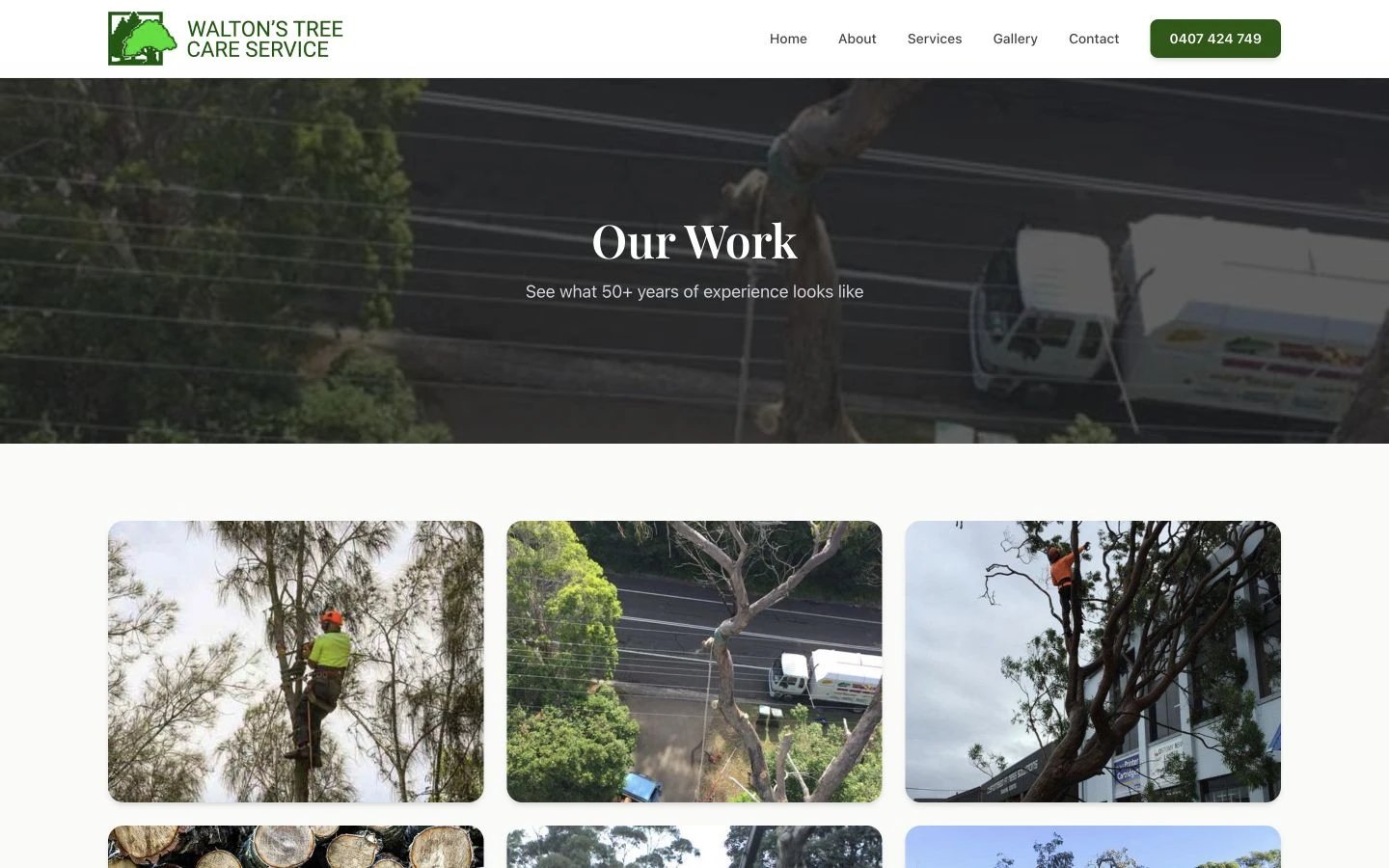 Walton's Tree Care Service: Gallery desktop layout
