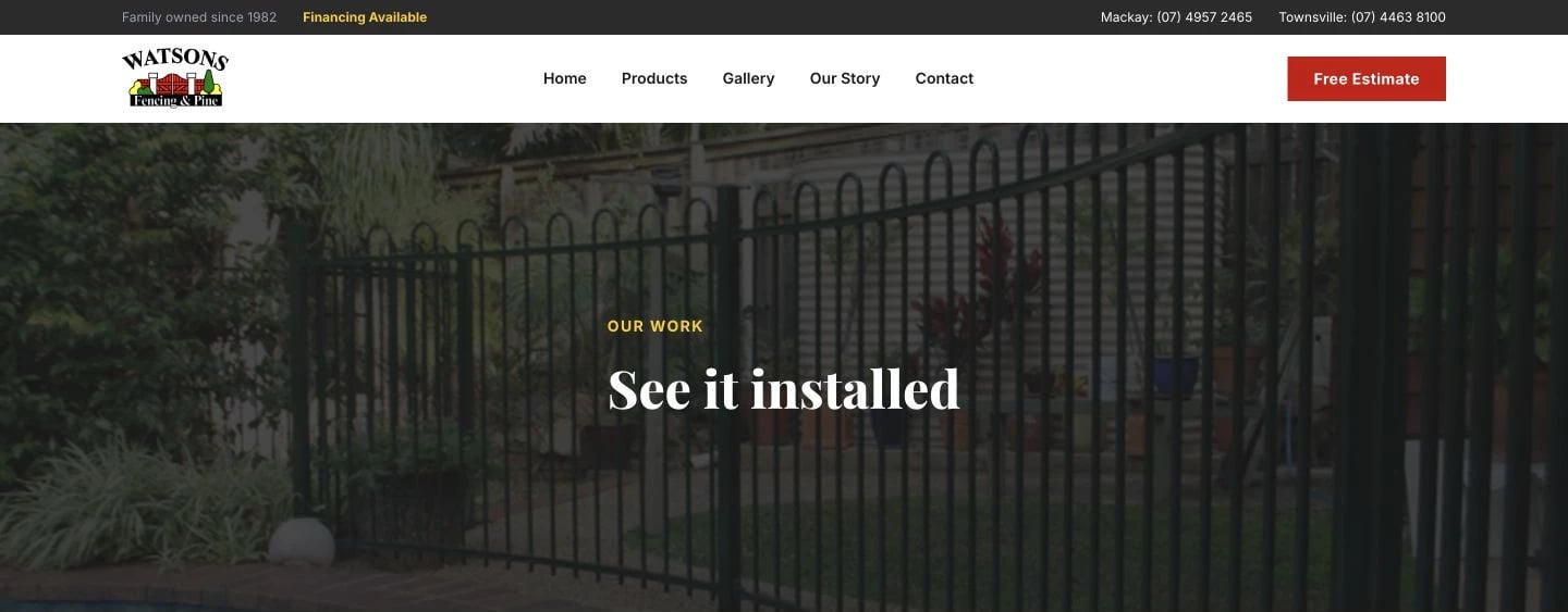 Watsons Fencing & Pine: Gallery desktop layout
