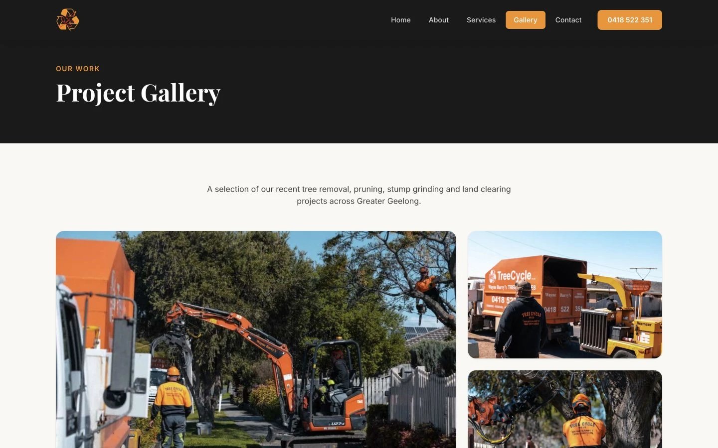Wayne Barry's Tree Services: Gallery desktop layout