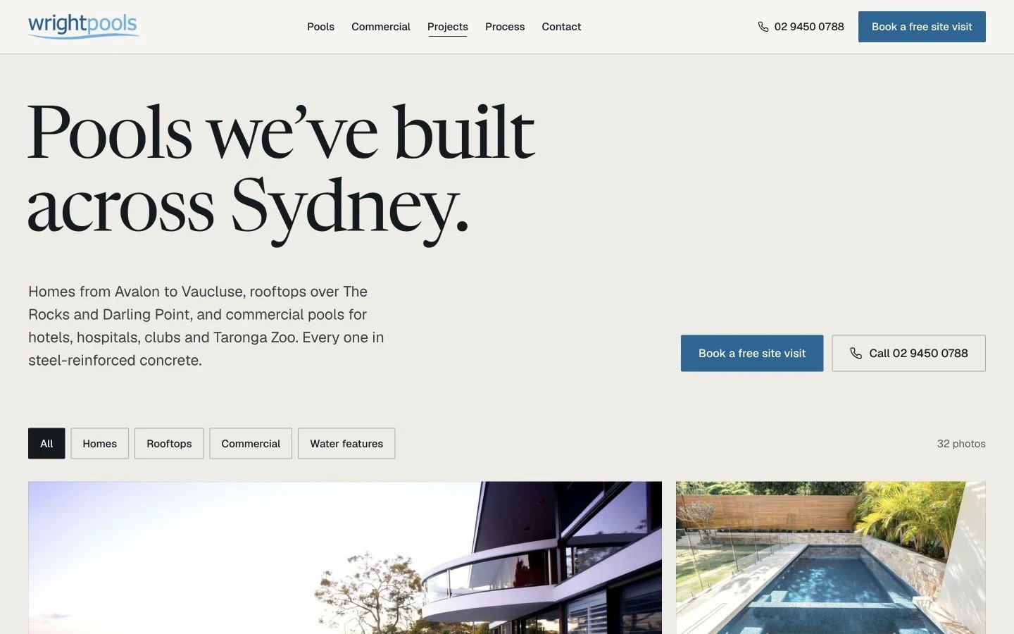 Wright Pools: Gallery desktop layout