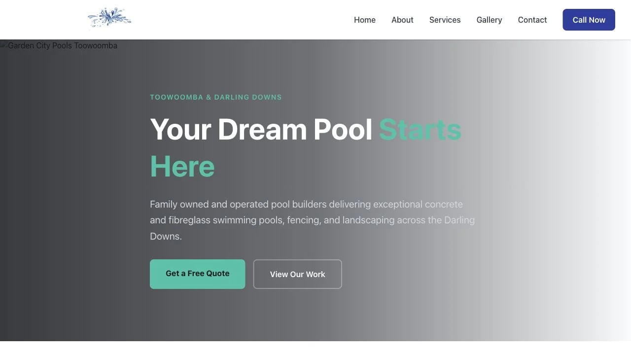 Garden City Pools website redesign concept