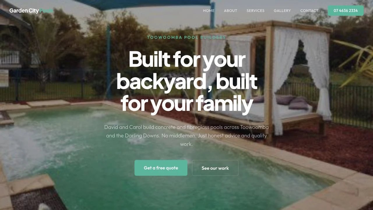 Garden City Pools website redesign concept