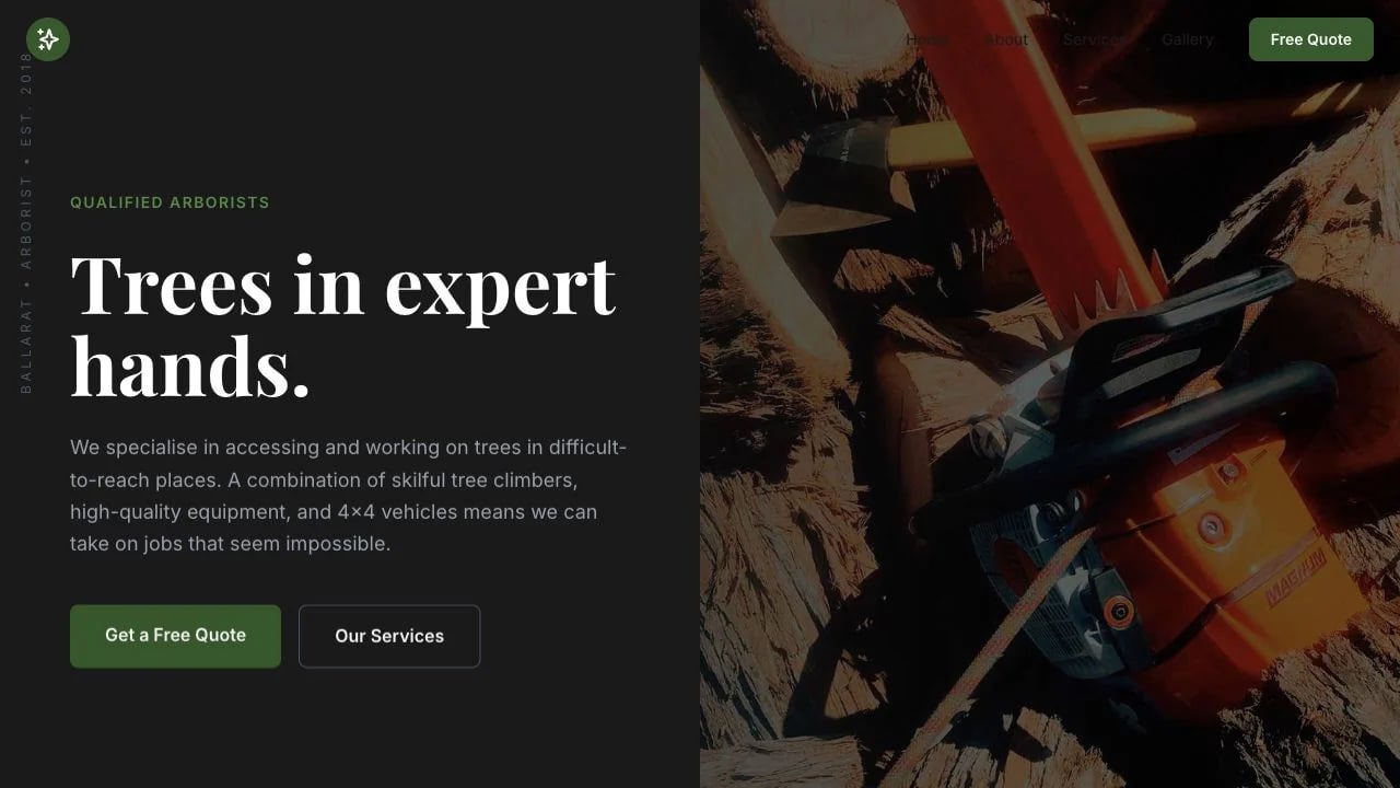 Gravity Tree Worx website redesign concept