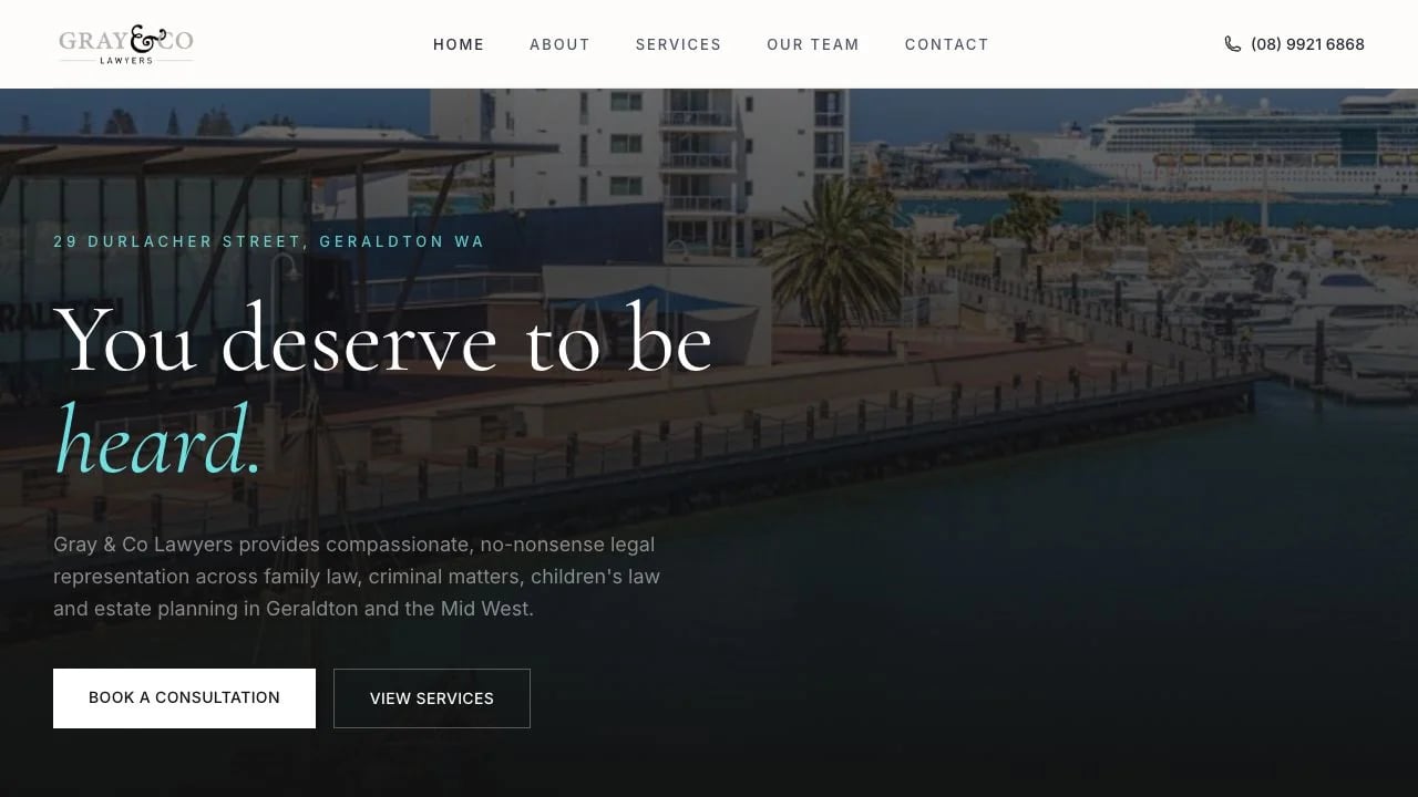 Gray & Co Lawyers website redesign concept