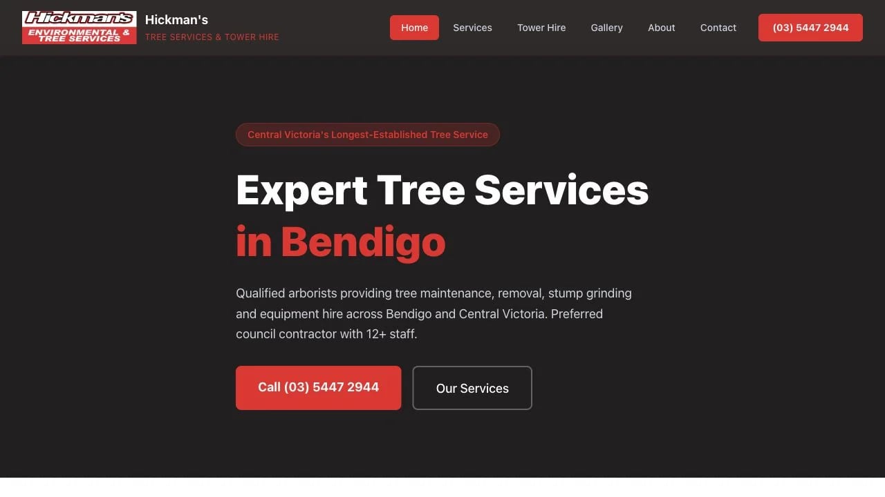Hickman's Tree Services website redesign concept