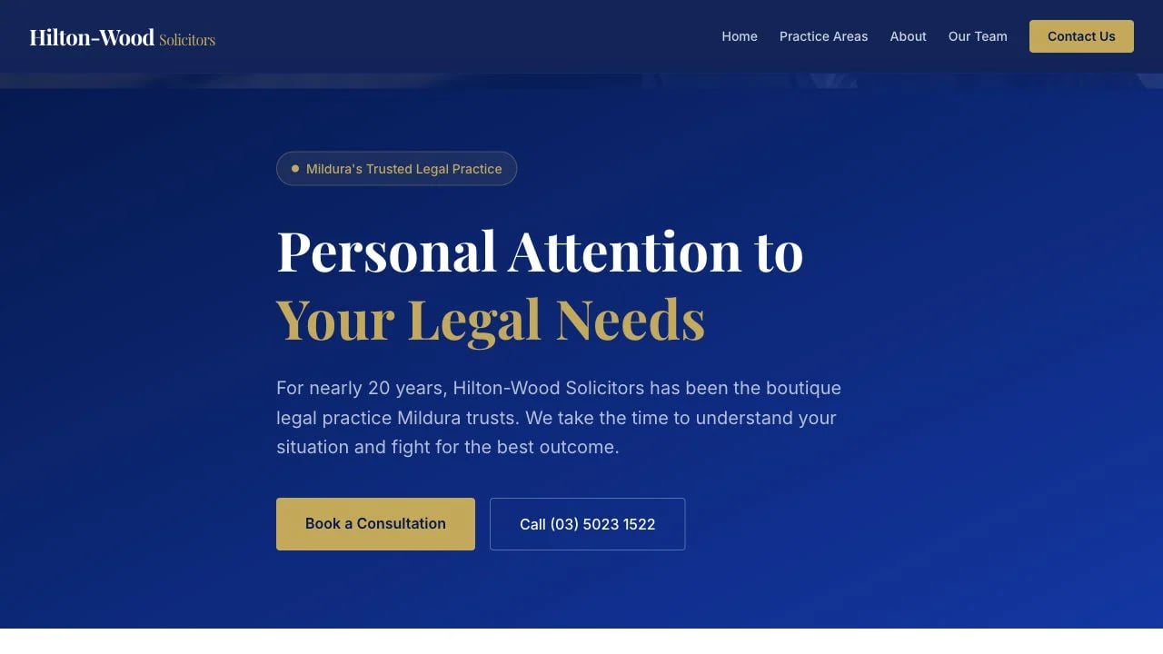 Hilton-Wood Solicitors website redesign concept