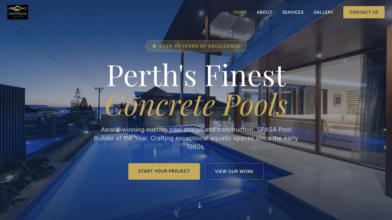 Imperial Pools website redesign concept