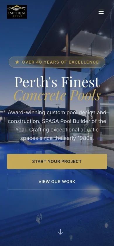 Imperial Pools concept at mobile width