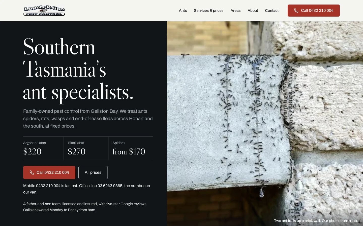 Insects-r-gon Pest Control website redesign concept