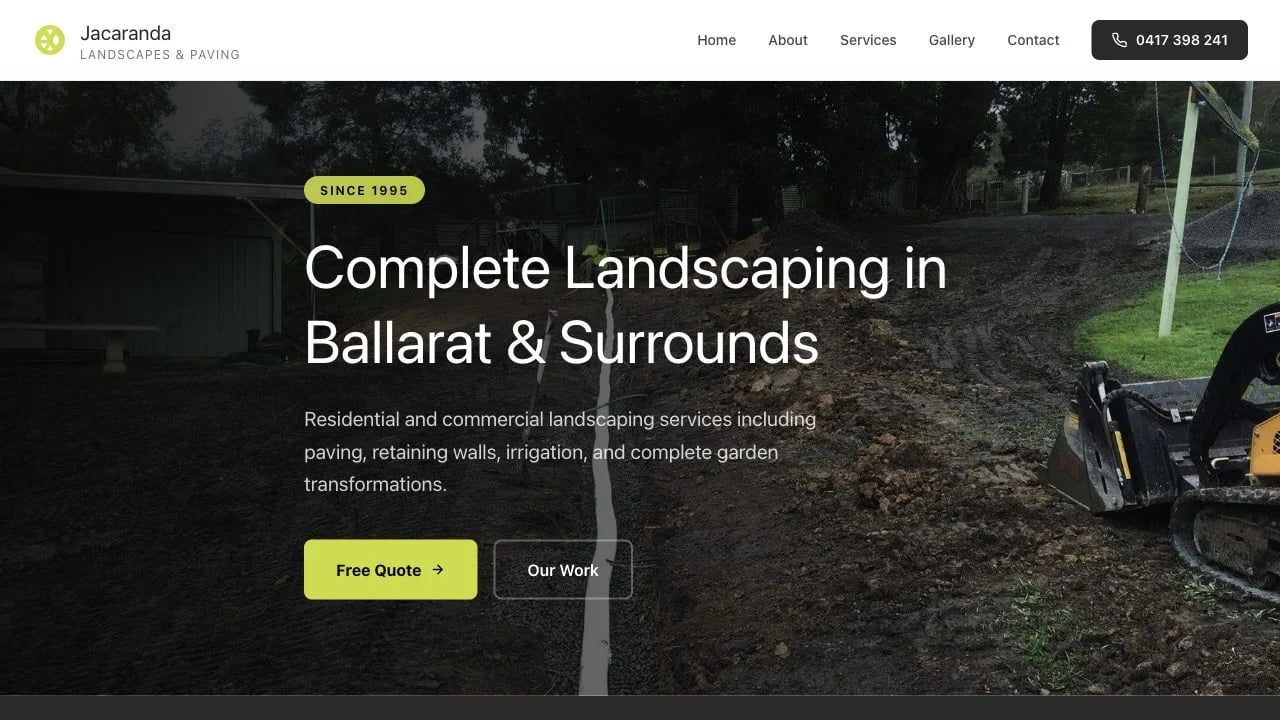 Jacaranda Landscapes & Paving website redesign concept