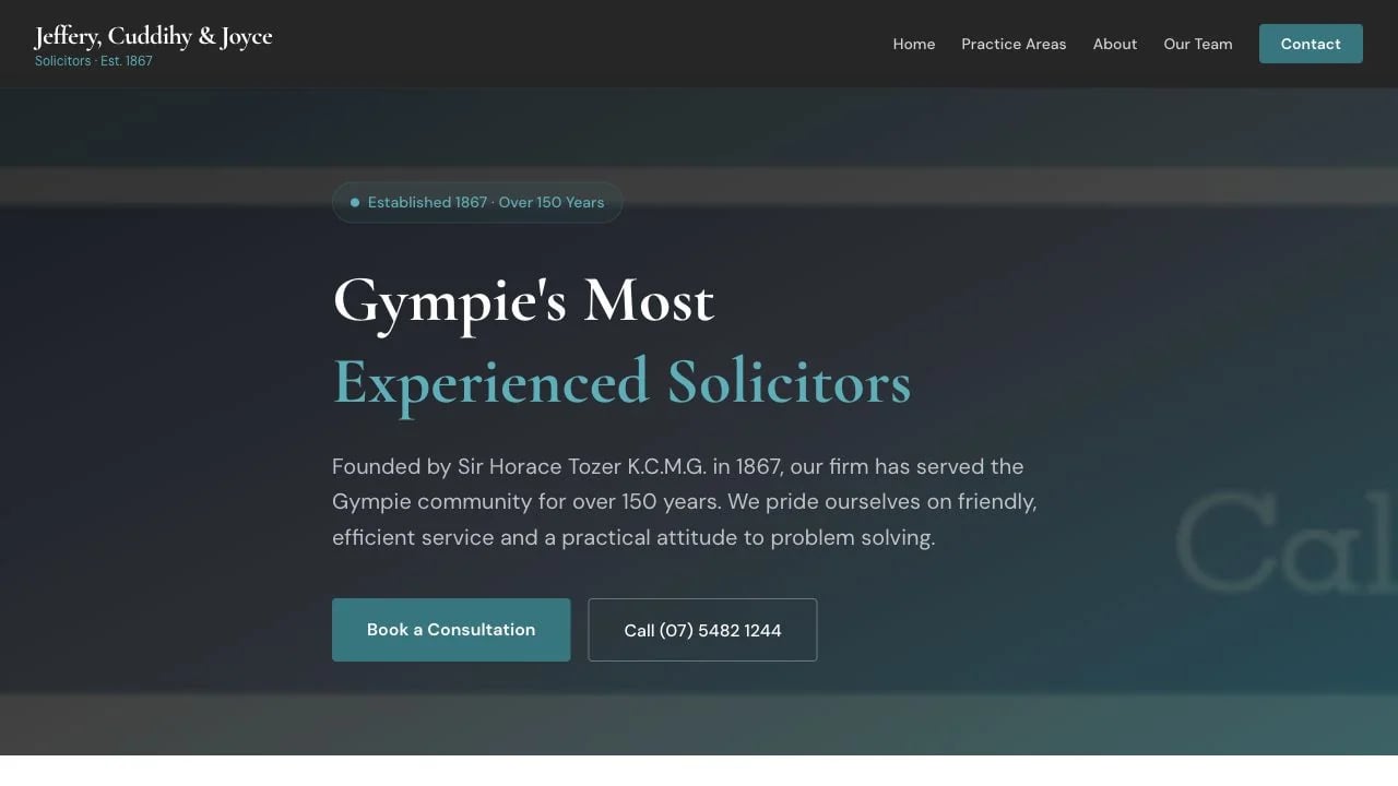 Jeffery, Cuddihy & Joyce website redesign concept