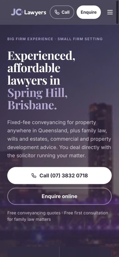 JC Lawyers concept at mobile width