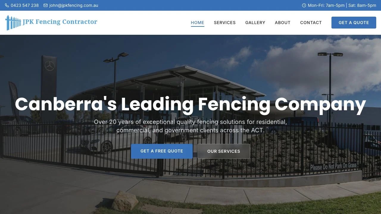 JPK Fencing website redesign concept