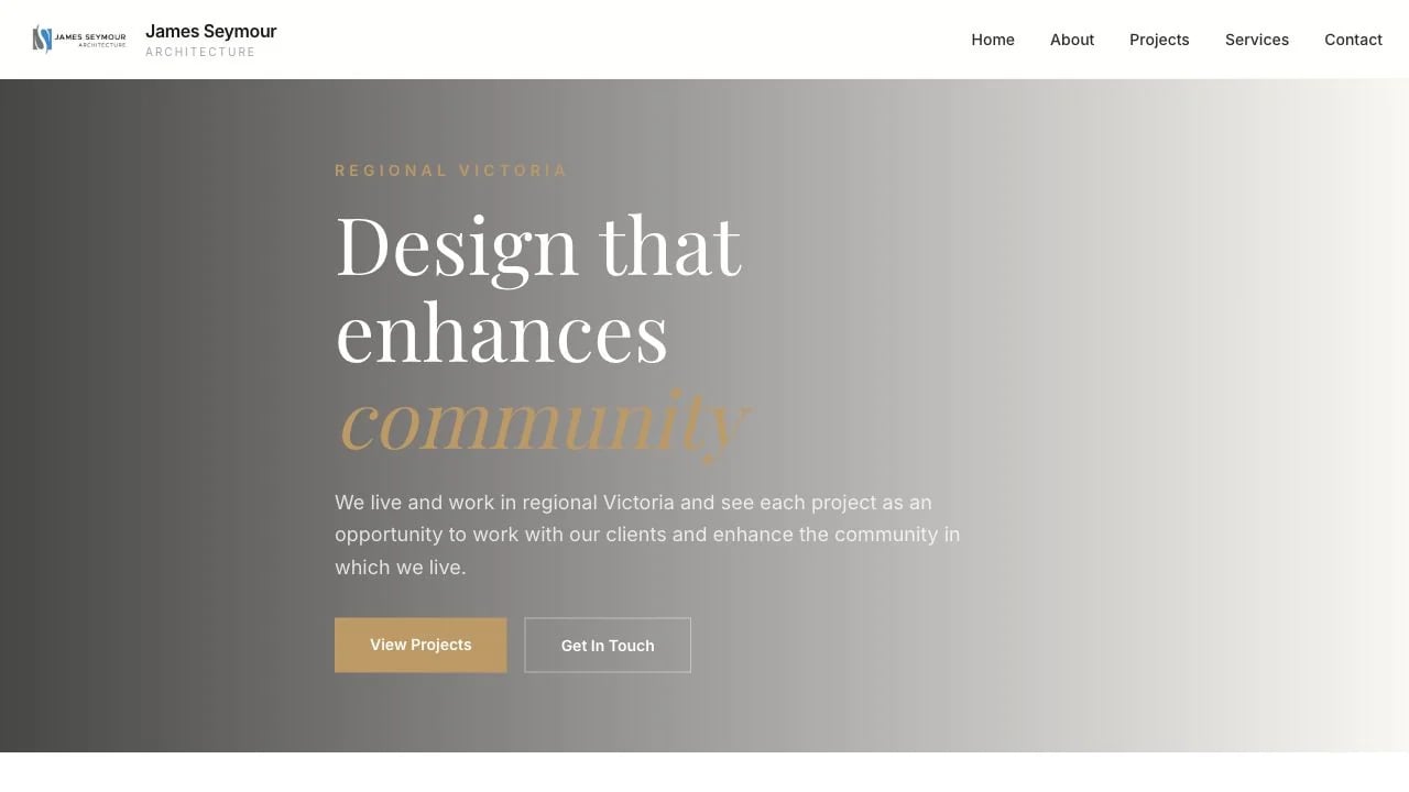 James Seymour Architecture website redesign concept
