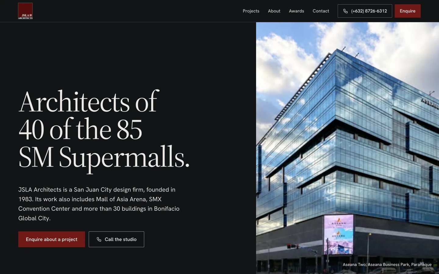 JSLA Architects website redesign concept
