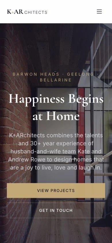 K+ARchitects concept at mobile width