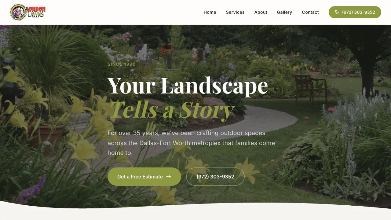 London Lawns & Landscaping website redesign concept