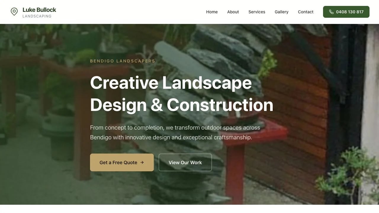 Luke Bullock Landscaping website redesign concept