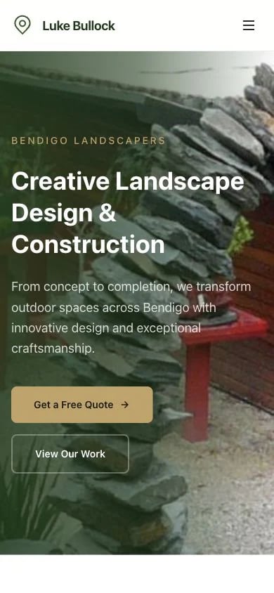 Luke Bullock Landscaping concept at mobile width
