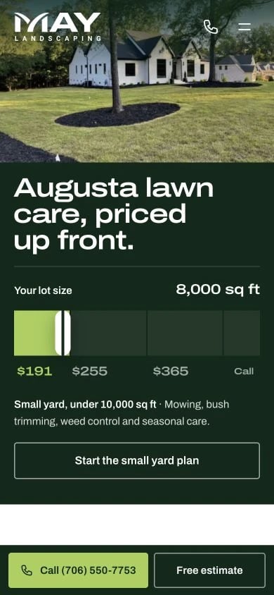 May Landscaping concept at mobile width