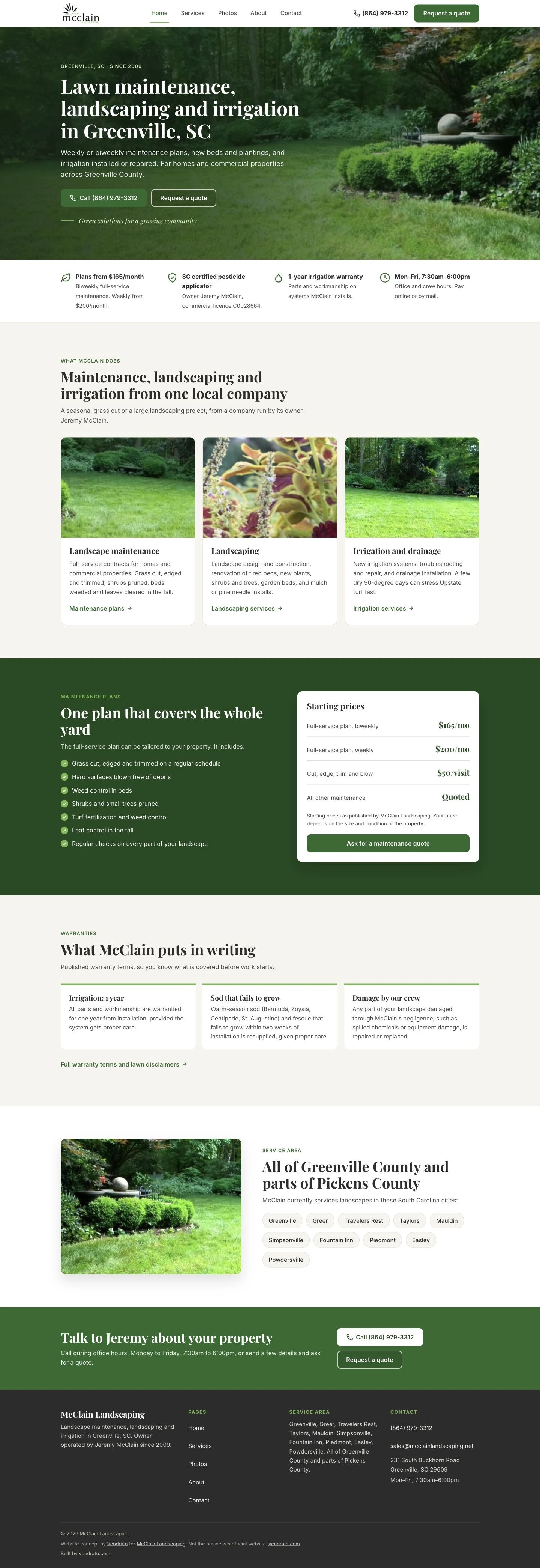 McClain Landscaping — vendrato concept