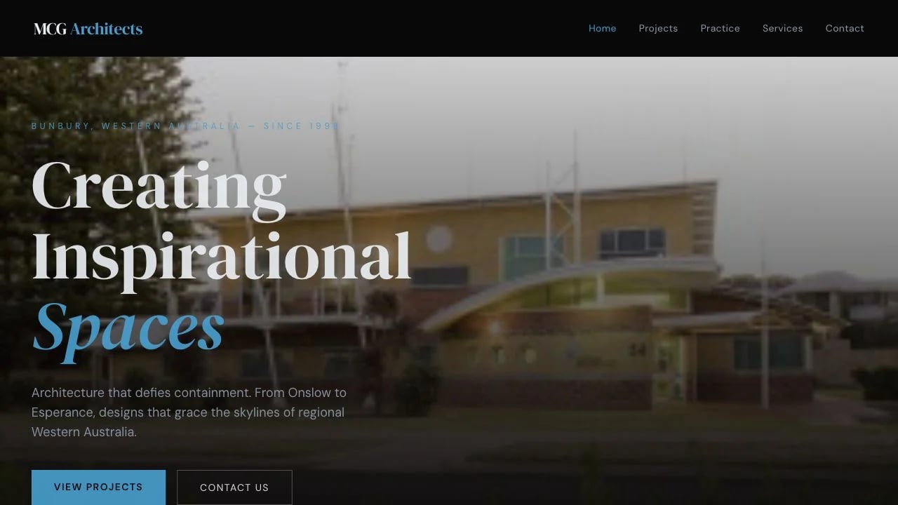 MCG Architects website redesign concept