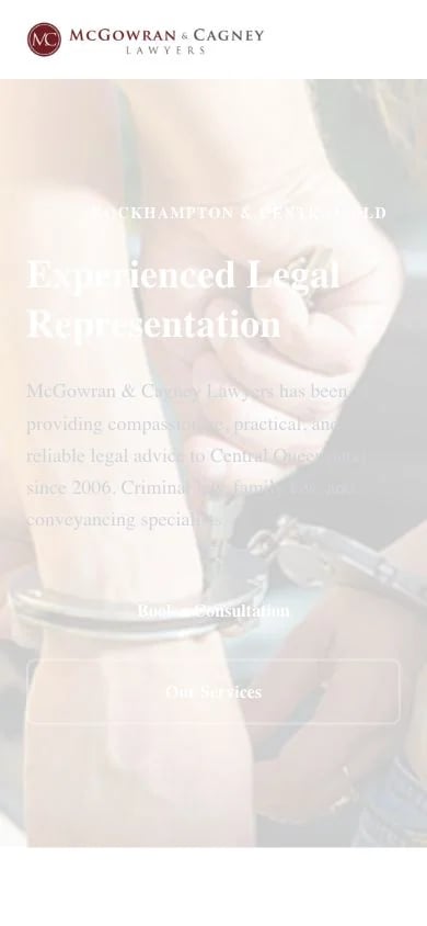 McGowran & Cagney Lawyers concept at mobile width