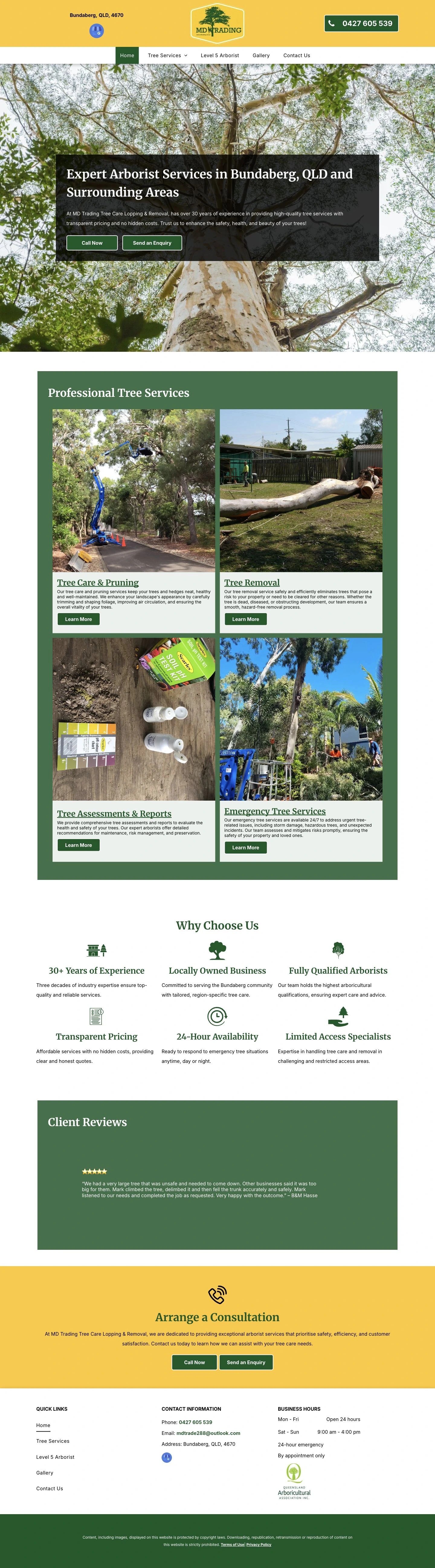 MD Trading Tree Care — original website