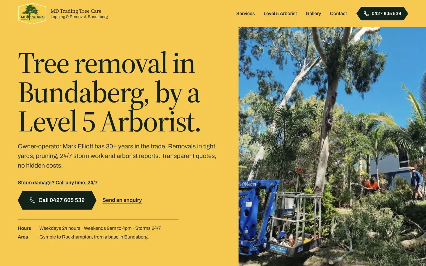 MD Trading Tree Care website redesign concept