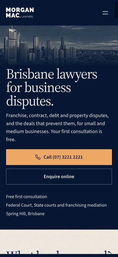 Morgan Mac Lawyers concept at mobile width