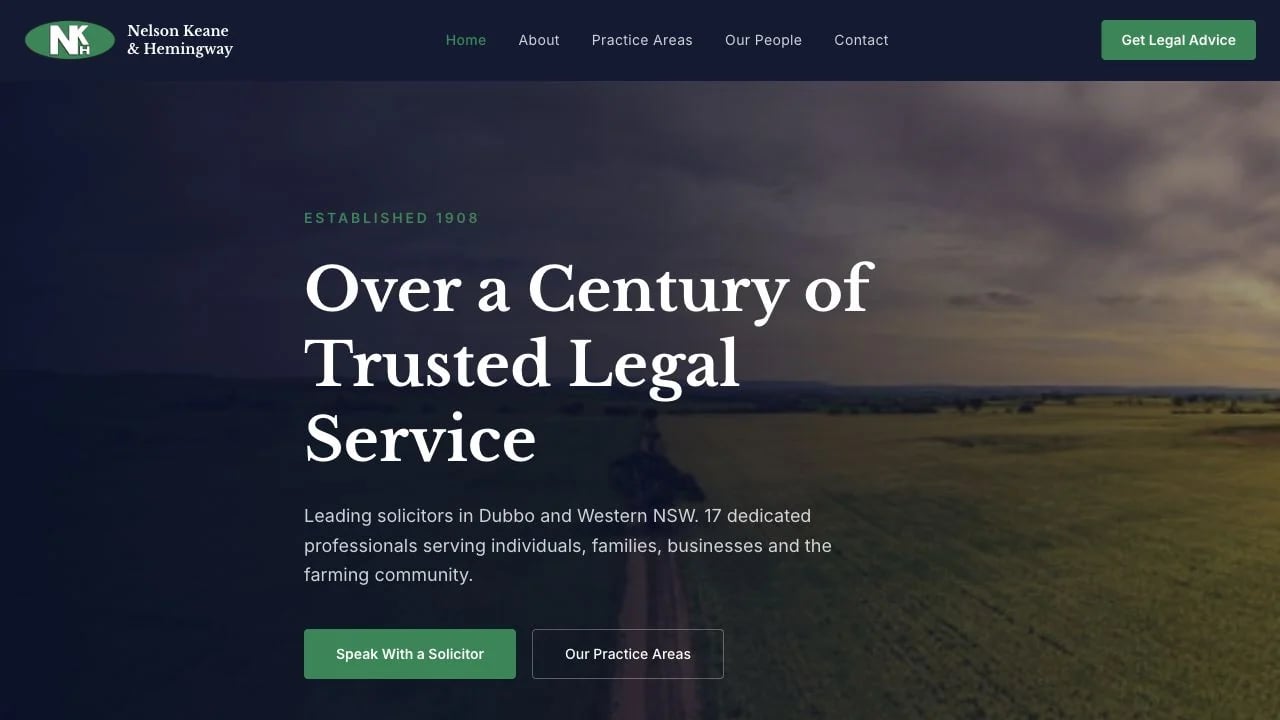 Nelson Keane & Hemingway Lawyers website redesign concept