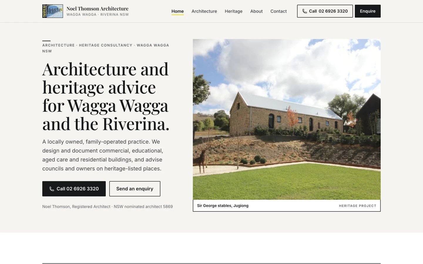 Noel Thomson Architecture website redesign concept