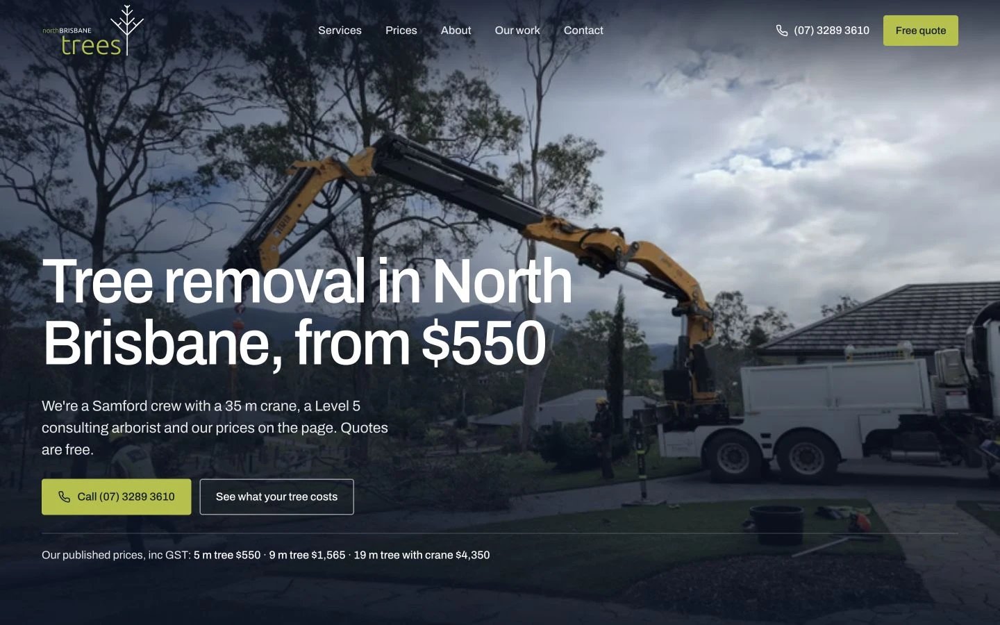 North Brisbane Trees website redesign concept