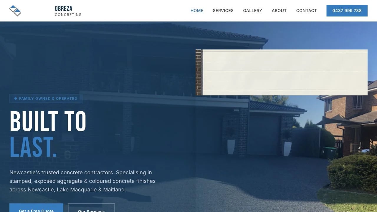 OBreza Concreting website redesign concept