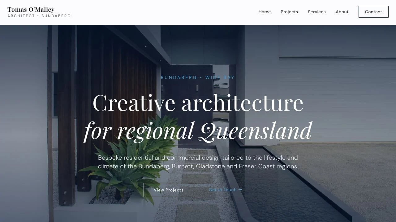 Tomas O'Malley Architect website redesign concept