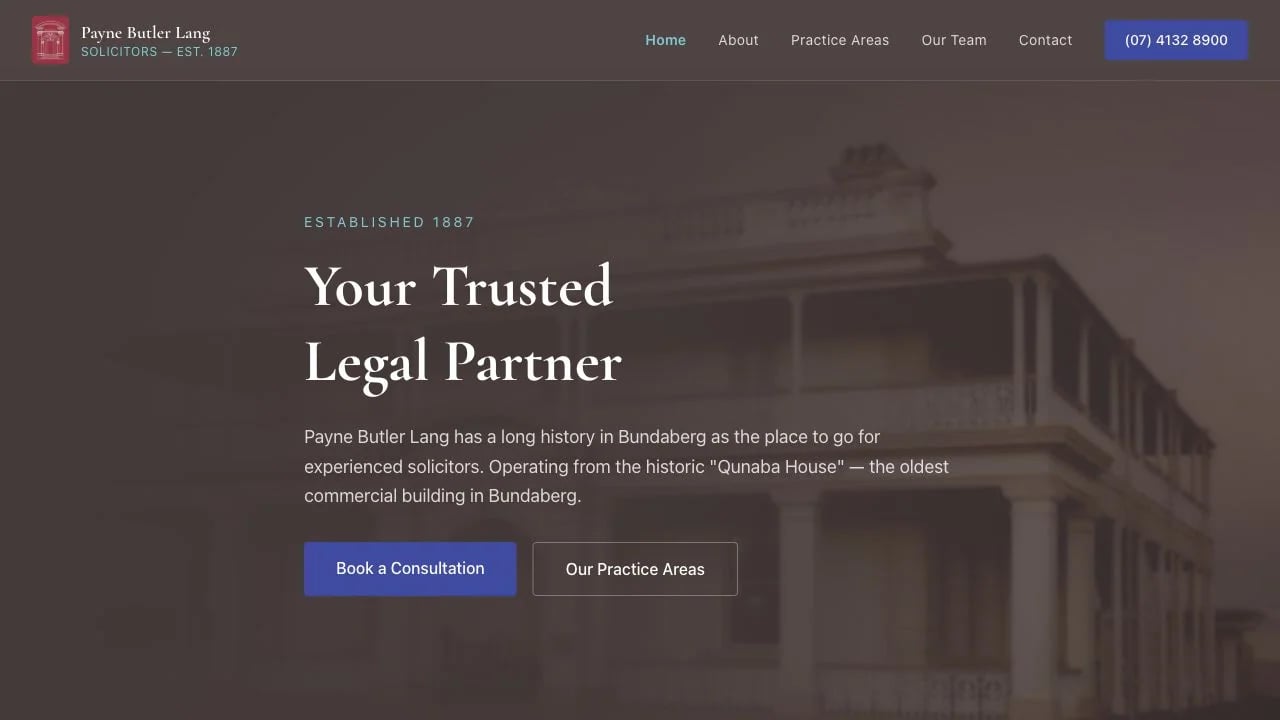 Payne Butler Lang website redesign concept