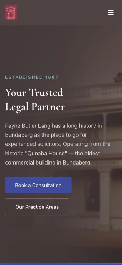 Payne Butler Lang concept at mobile width