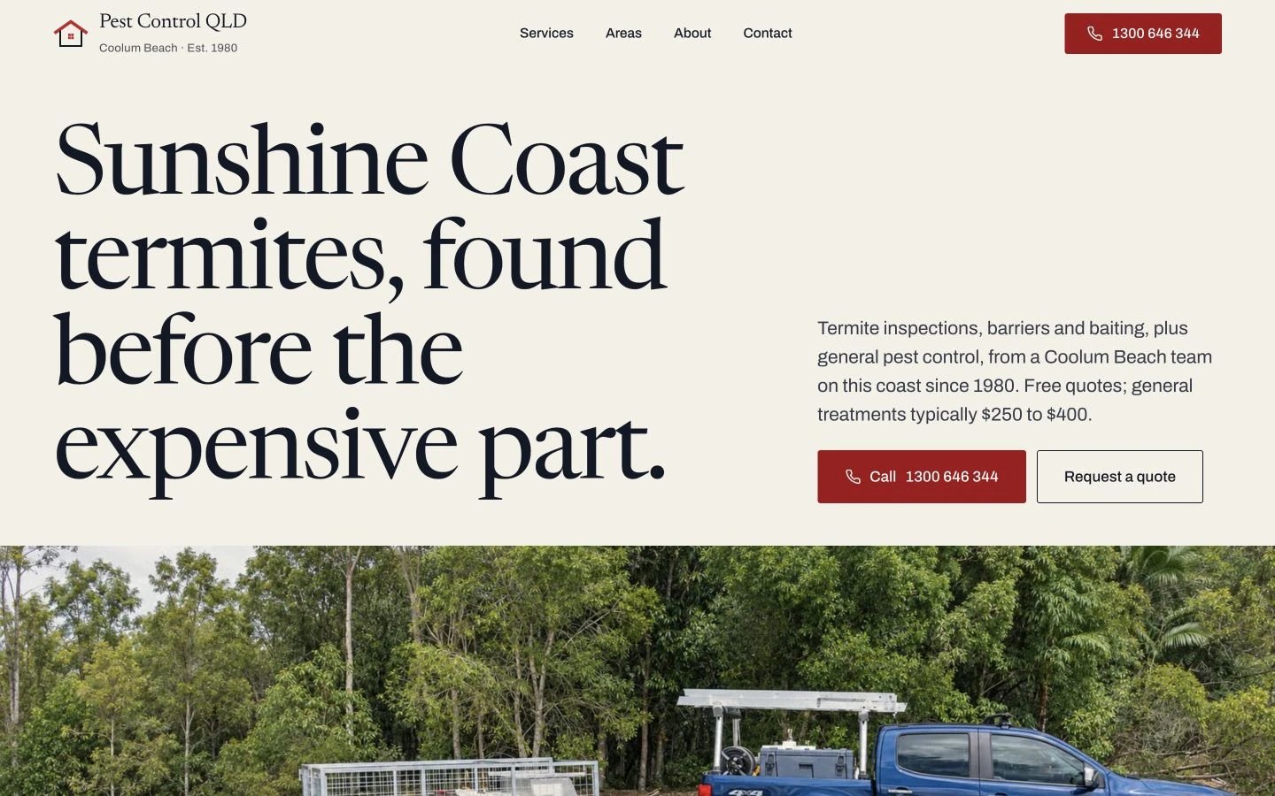 Pest Control QLD website redesign concept