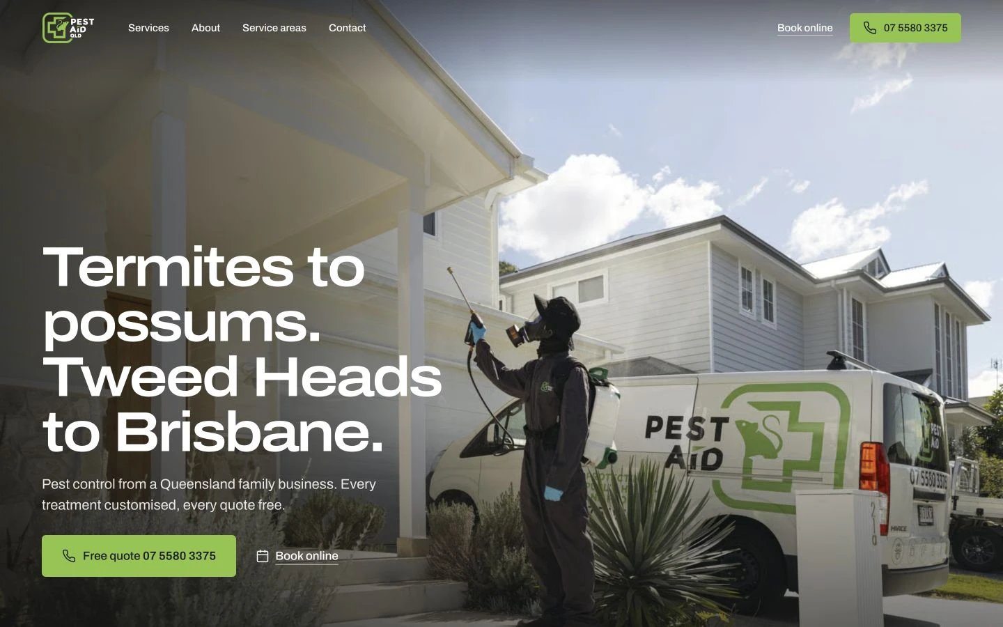 Pest Aid QLD website redesign concept
