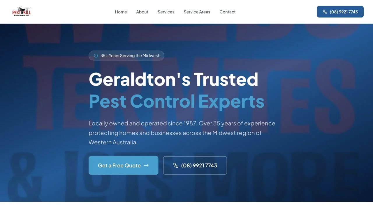 Pest-A-Kill WA website redesign concept