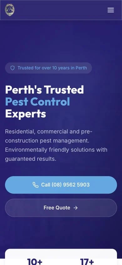 Pest Patrol WA concept at mobile width