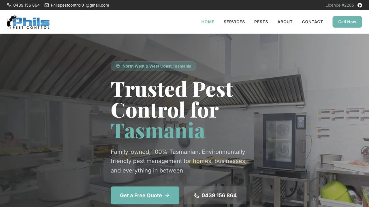 Phil's Pest Control website redesign concept