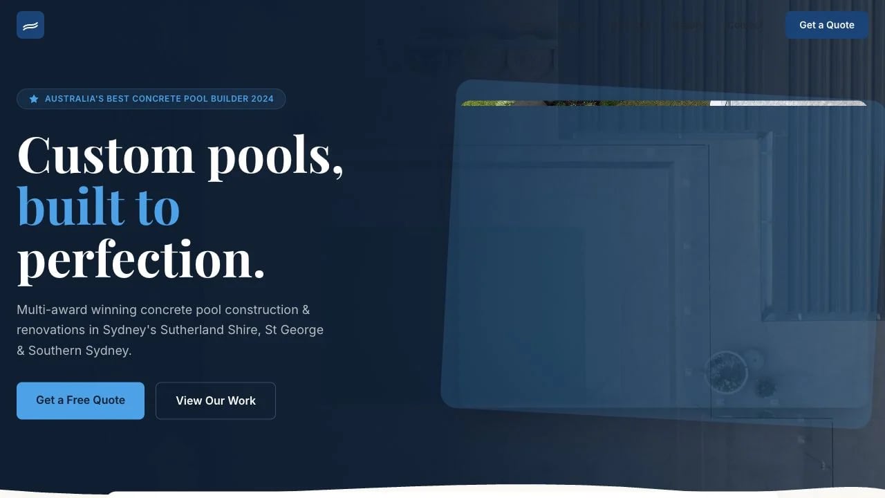 Pinnacle Pools website redesign concept
